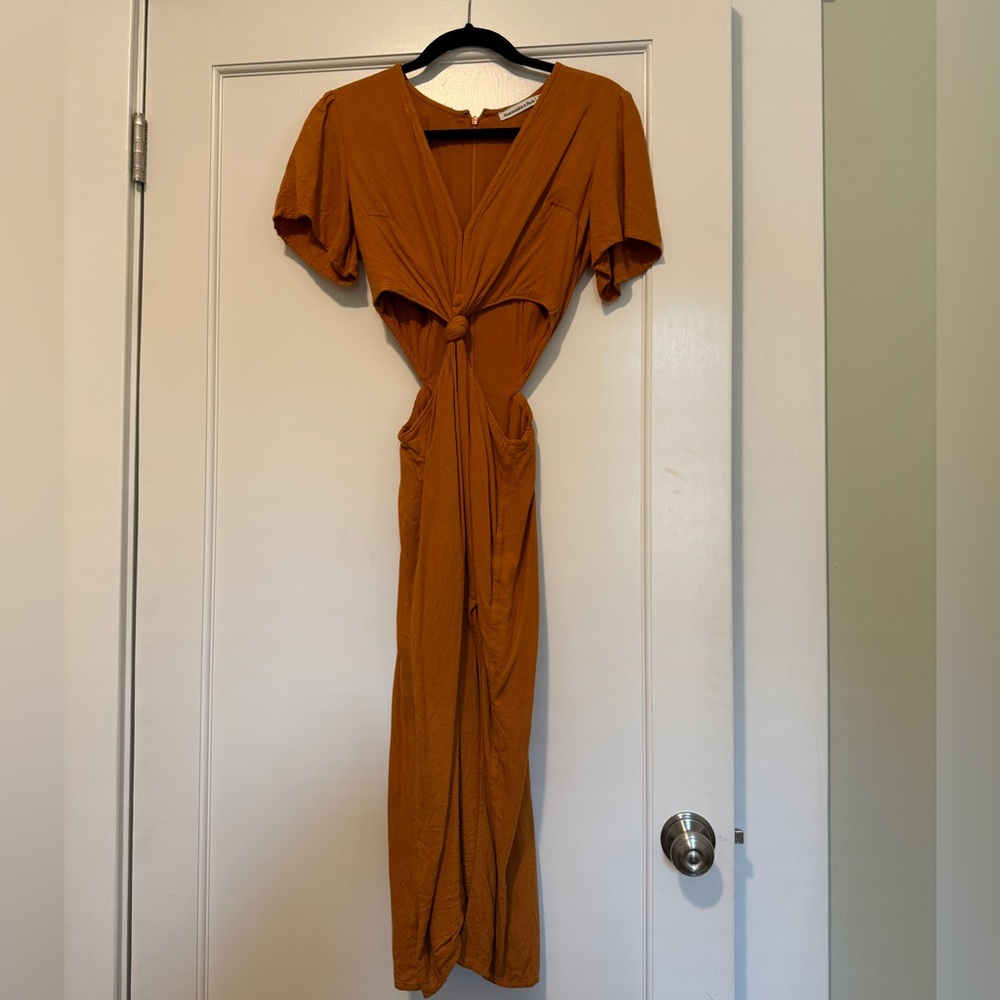 Rust Cutout Knot Front Maxi Dress - Women